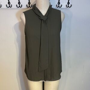 Elegant Olive Tie-Neck Blouse size small